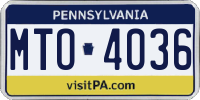 PA license plate MTO4036