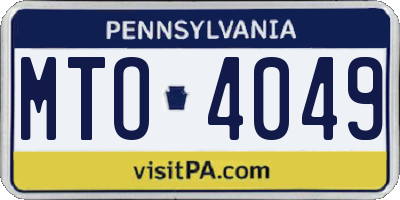 PA license plate MTO4049