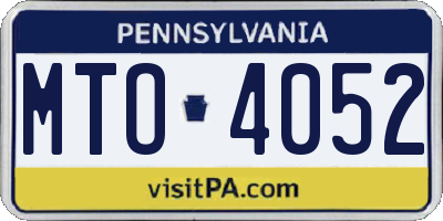 PA license plate MTO4052