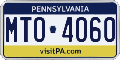 PA license plate MTO4060