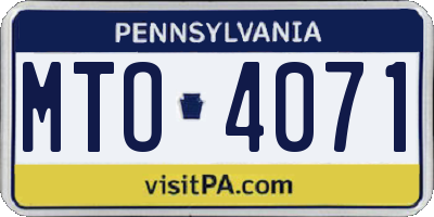PA license plate MTO4071