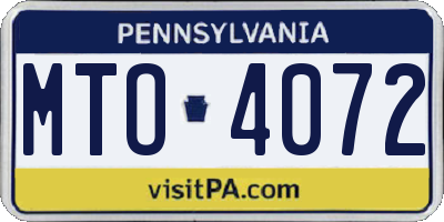 PA license plate MTO4072