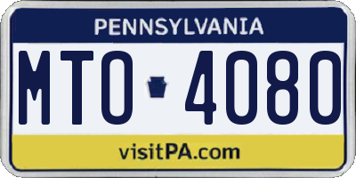 PA license plate MTO4080