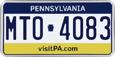 PA license plate MTO4083