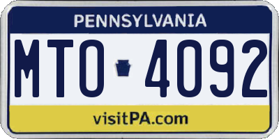 PA license plate MTO4092