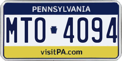 PA license plate MTO4094