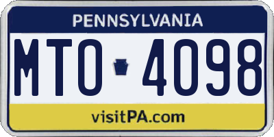 PA license plate MTO4098