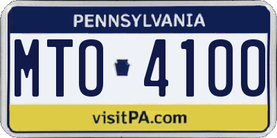 PA license plate MTO4100