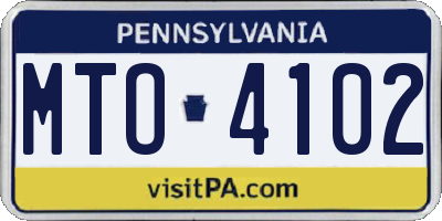 PA license plate MTO4102