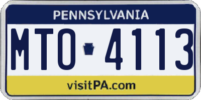 PA license plate MTO4113