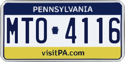 PA license plate MTO4116
