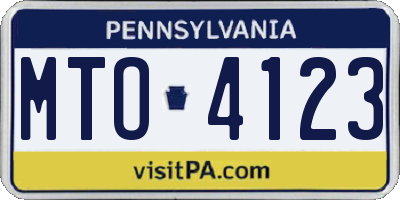 PA license plate MTO4123
