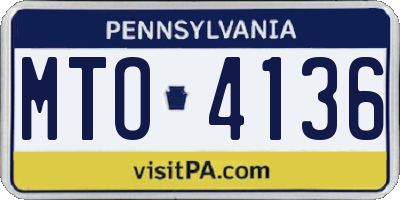 PA license plate MTO4136