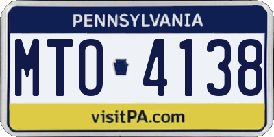 PA license plate MTO4138