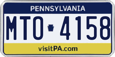 PA license plate MTO4158