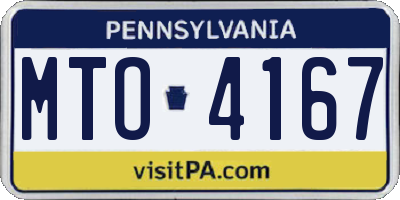 PA license plate MTO4167