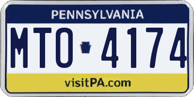 PA license plate MTO4174