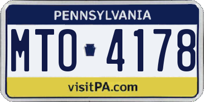 PA license plate MTO4178
