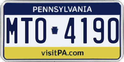 PA license plate MTO4190