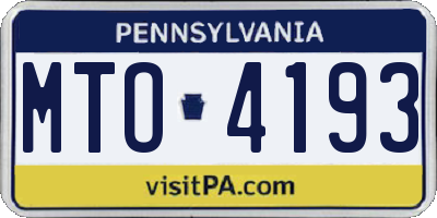 PA license plate MTO4193
