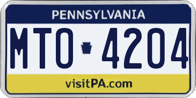 PA license plate MTO4204