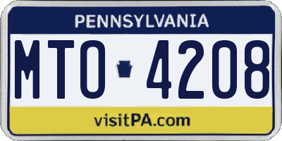 PA license plate MTO4208