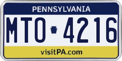 PA license plate MTO4216