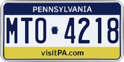 PA license plate MTO4218
