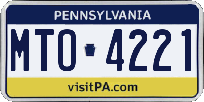 PA license plate MTO4221