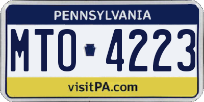 PA license plate MTO4223