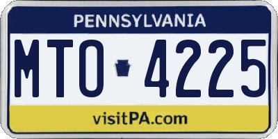 PA license plate MTO4225