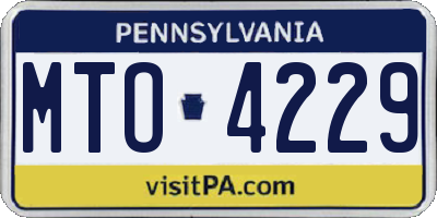 PA license plate MTO4229