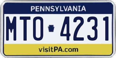 PA license plate MTO4231