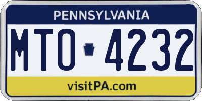 PA license plate MTO4232