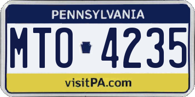 PA license plate MTO4235