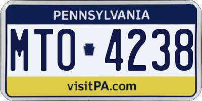 PA license plate MTO4238