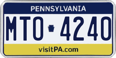 PA license plate MTO4240