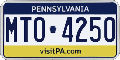 PA license plate MTO4250