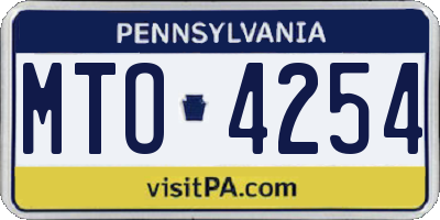 PA license plate MTO4254