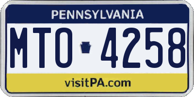 PA license plate MTO4258
