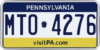 PA license plate MTO4276