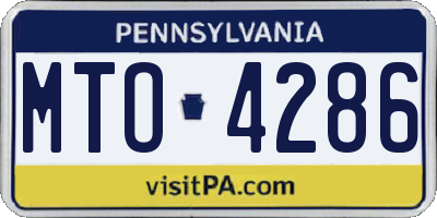 PA license plate MTO4286
