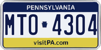 PA license plate MTO4304