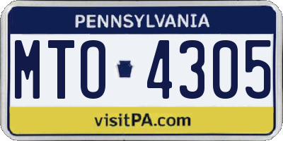 PA license plate MTO4305