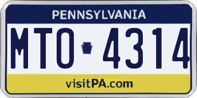 PA license plate MTO4314