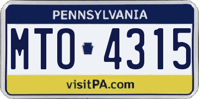 PA license plate MTO4315