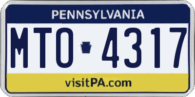 PA license plate MTO4317