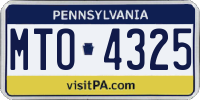 PA license plate MTO4325