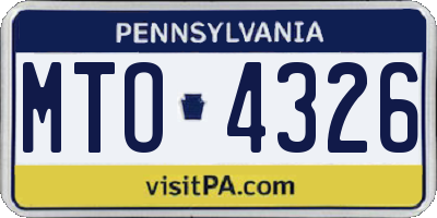 PA license plate MTO4326
