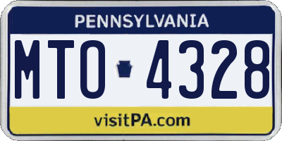PA license plate MTO4328